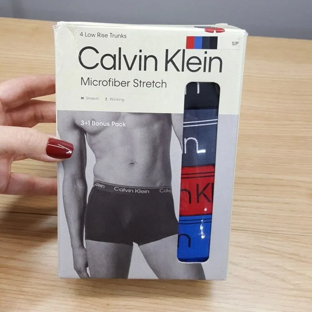 CALVIN KLEIN Boxer Brief Mens Small Red Black Gray Blue 4-Pack Microfiber